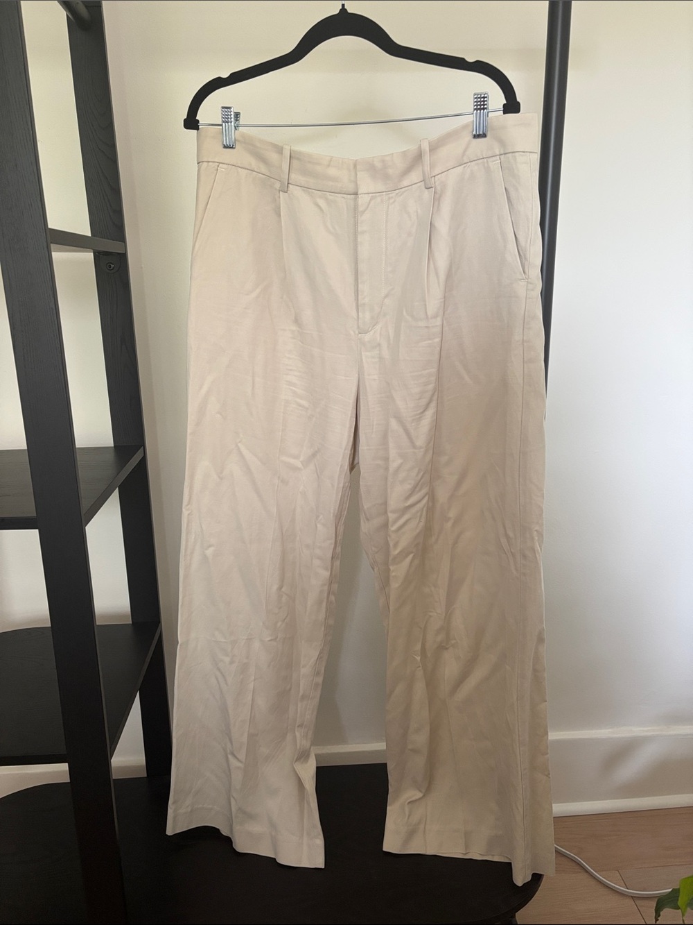 Light Beige Wide-Leg Dress Pants